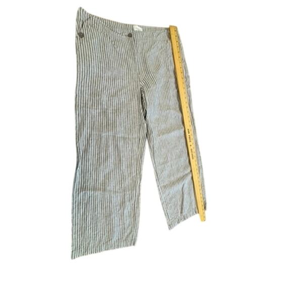 "CHICOS" 100% Linen Tan/White Striped Wide Leg Pants SZ L/14 (2.5) Summer Beachy - Picture 9 of 10